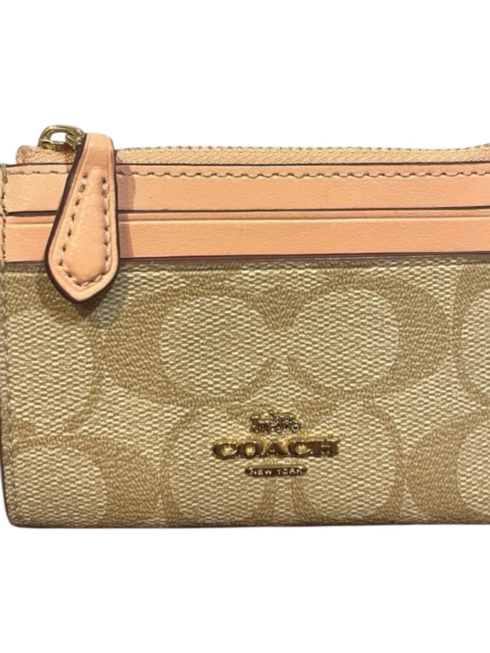 Coach Signature Canvas ID Card Case w Key Ring